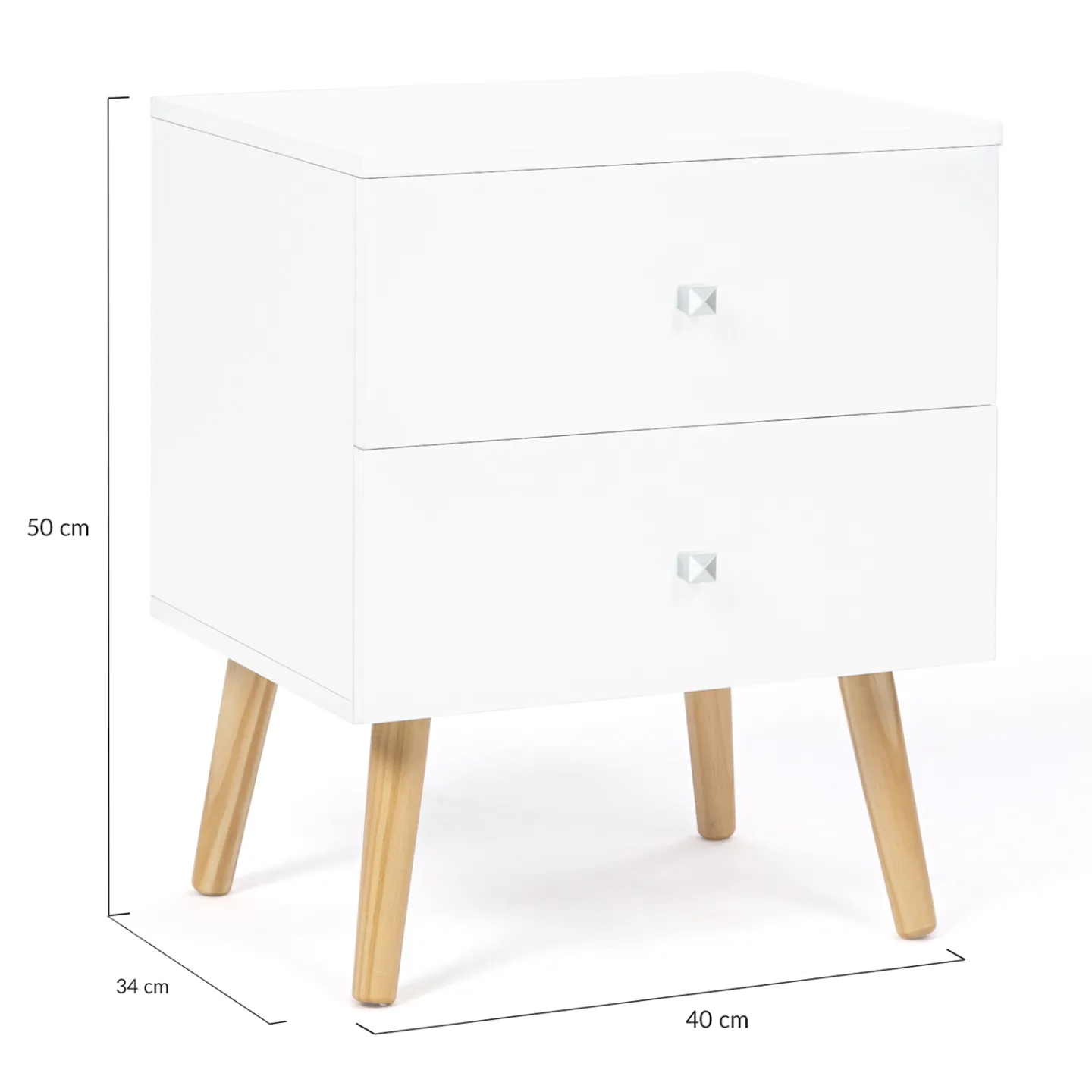 Lot de 2 tables de chevet EMMIE scandinaves 2 tiroirs blanc