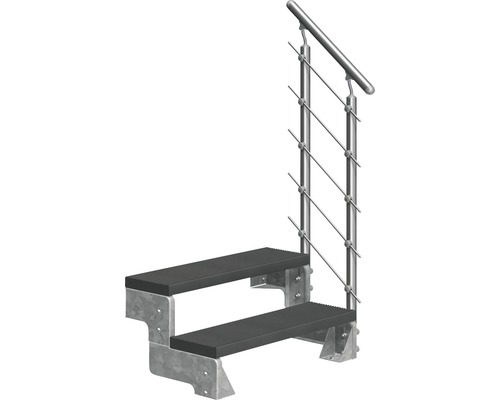 Pertura Tallis buitentrap met Prova leuning, 2 stootborden, 100 cm, antraciet