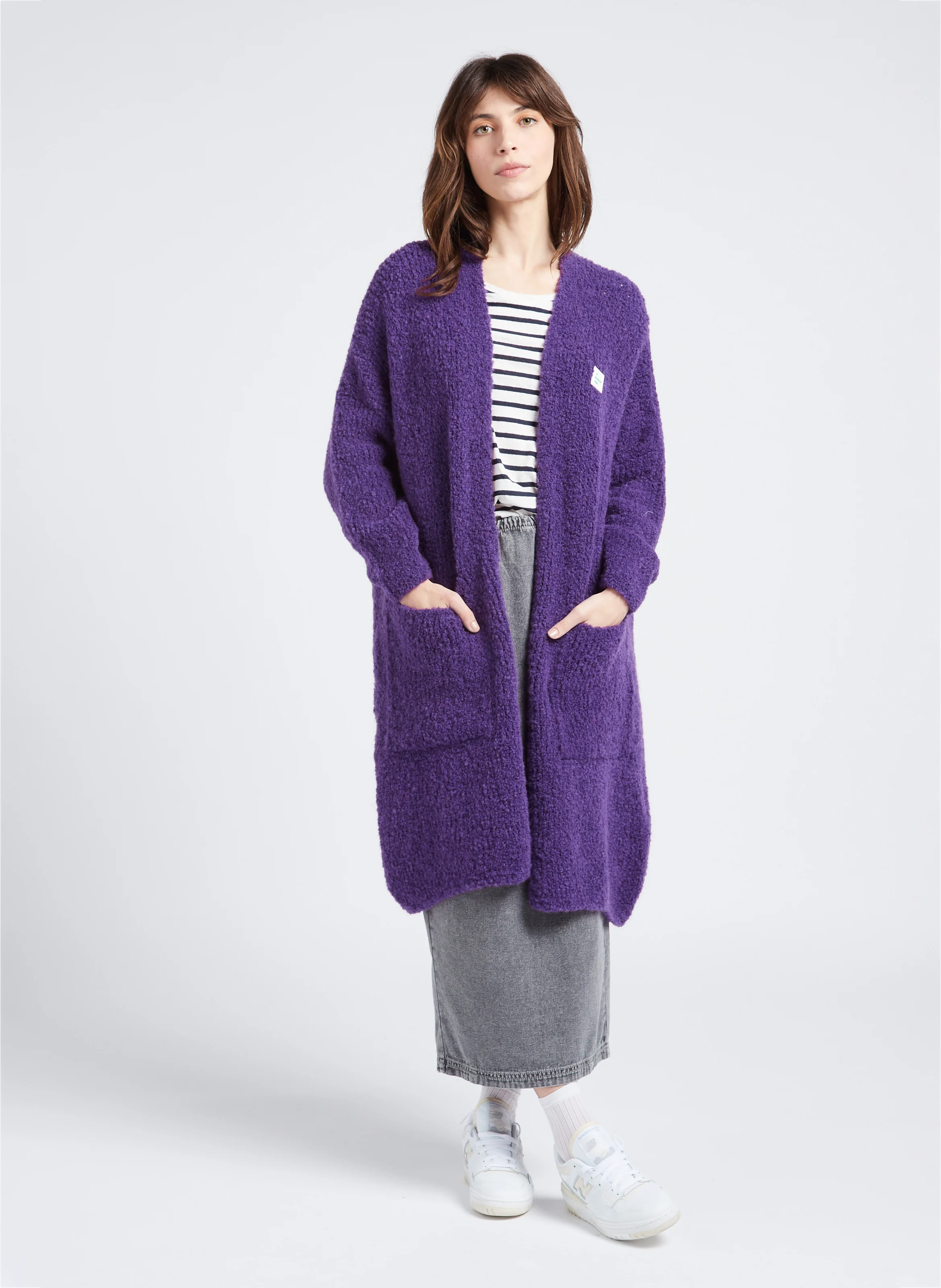 JAZY - Jupe midi droite en coton | Gris