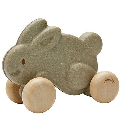 PlanToys Kanin m. Räder - Holz - Grau