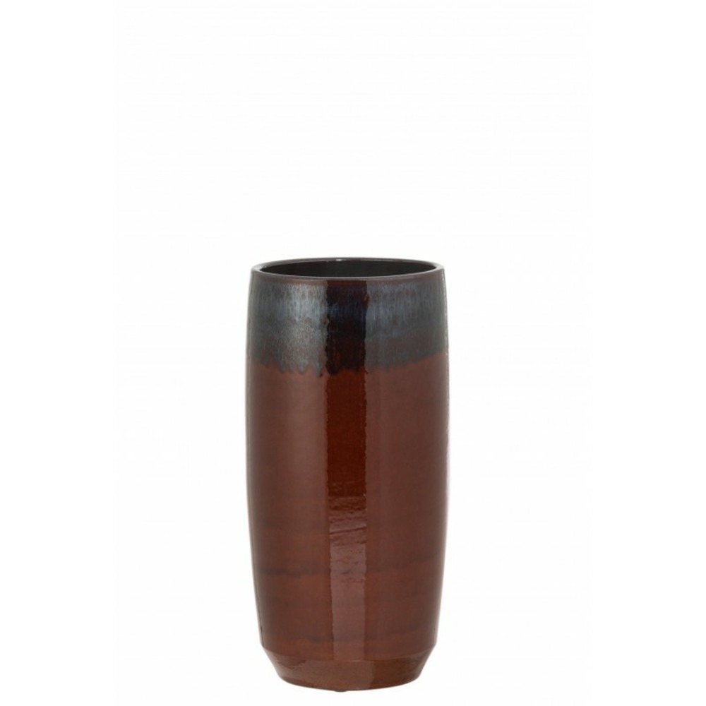 Vase ovale haut en céramique rouge 22x22x45 cm
