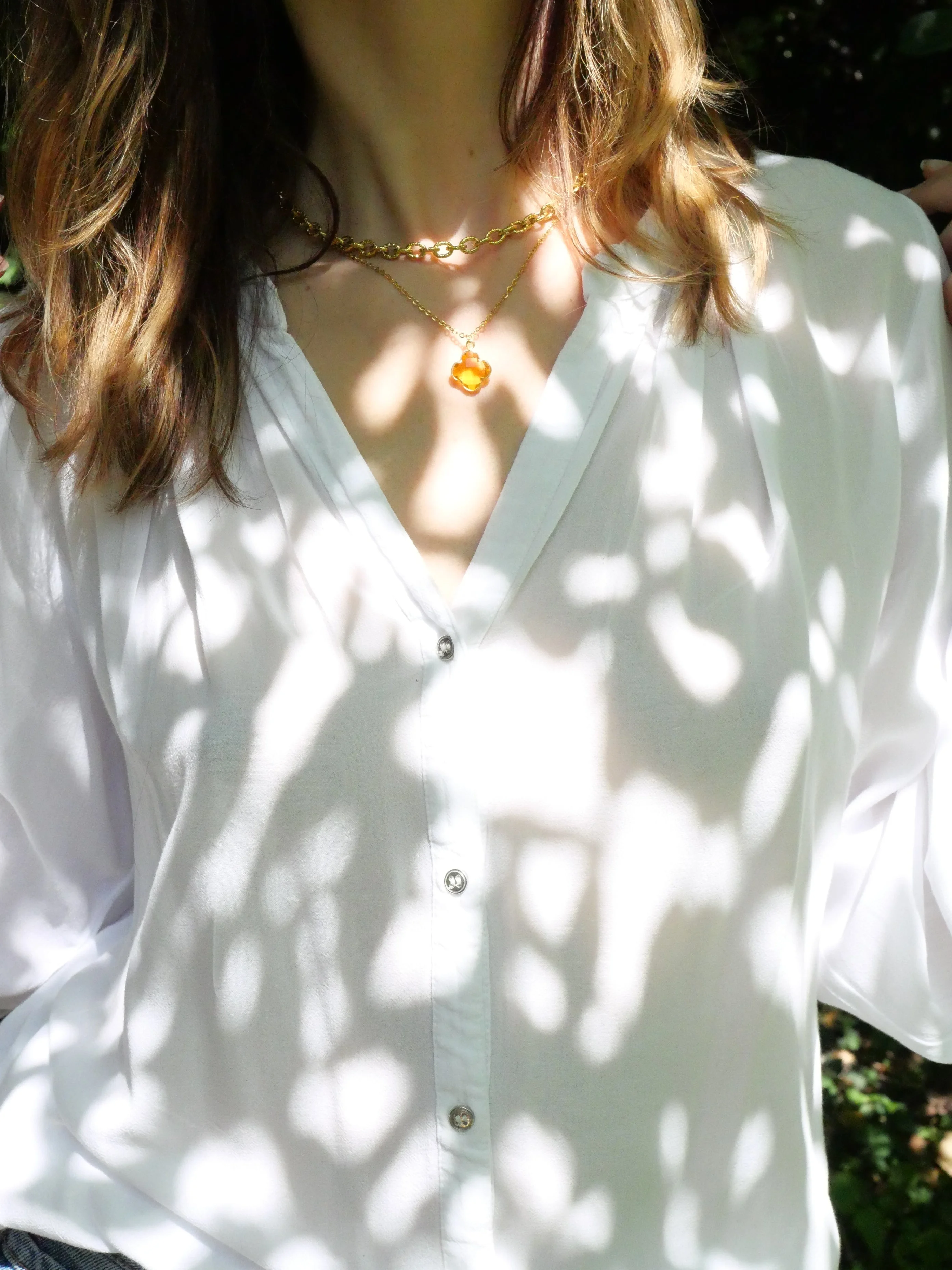 SUBHAGYA - Collier trèfle citrine | Jaune