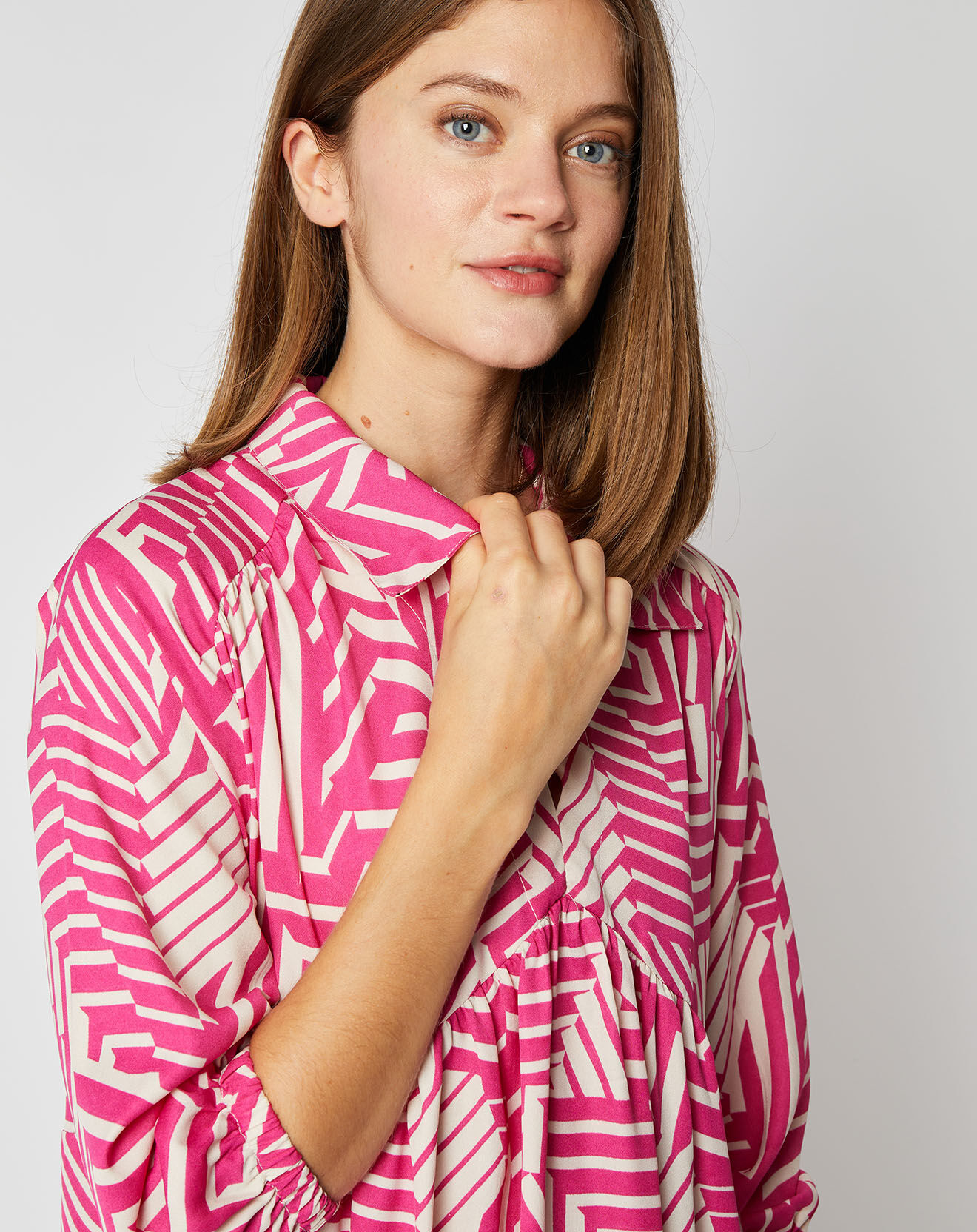 An'ge Robe courte Marina à motifs rose/écru