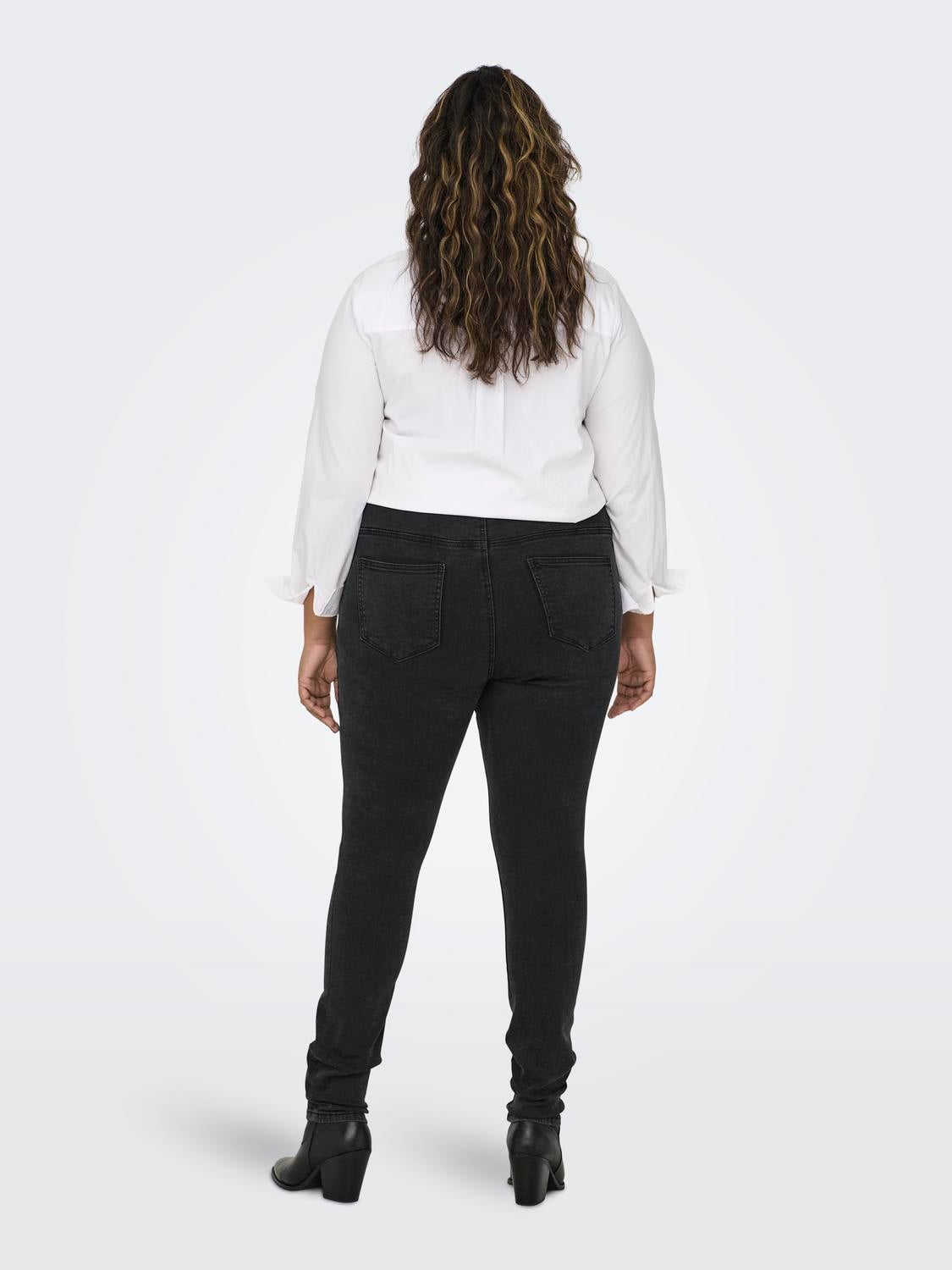 CARROSE Hohe Taille Skinny Fit Jeans Washed Black