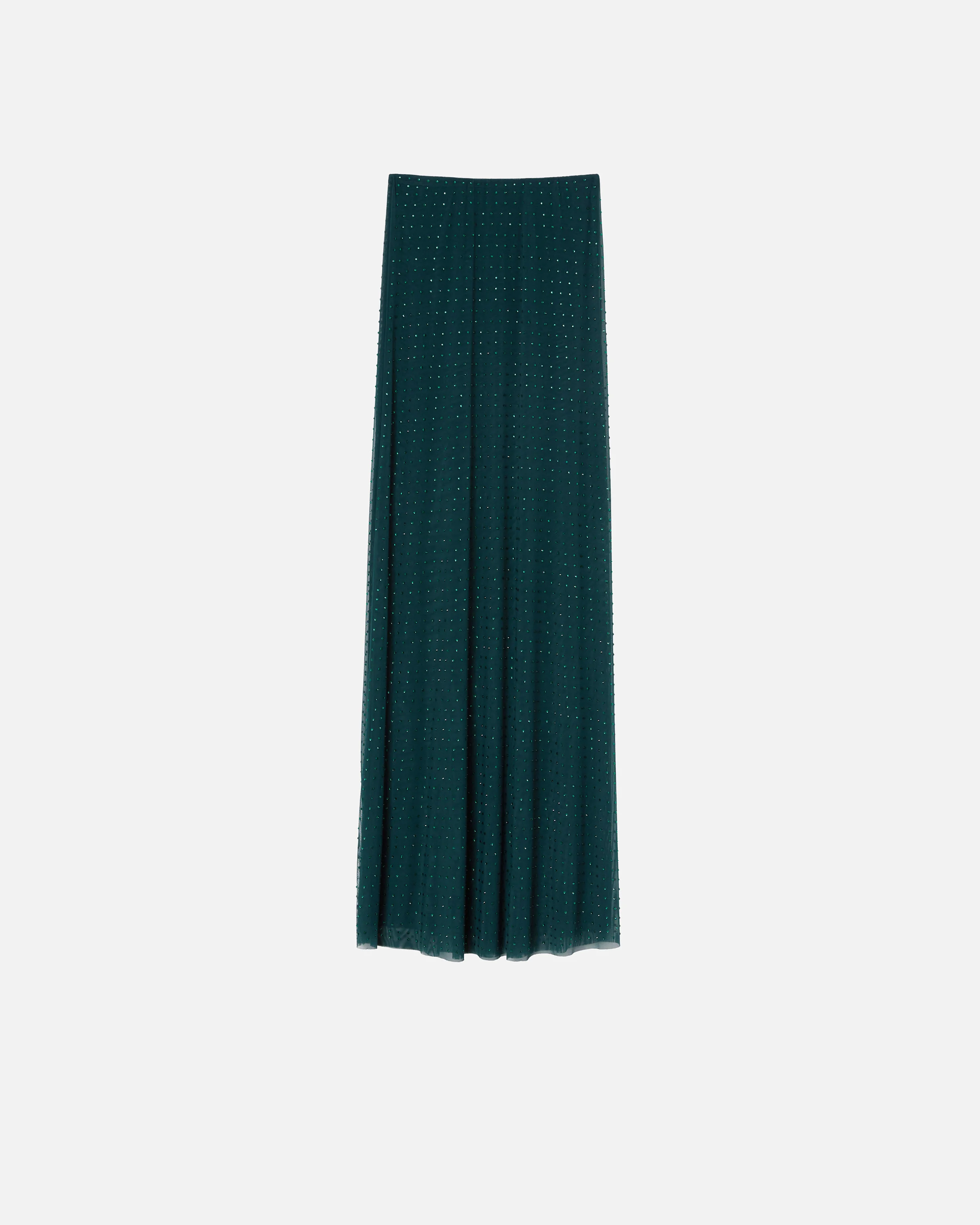 Jupe longue avec strass all-over | Vert