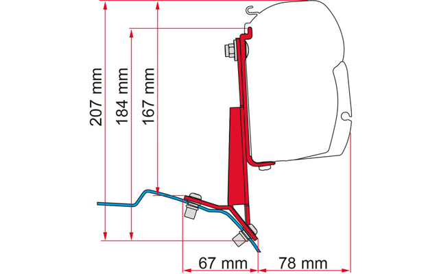 Fiamma Markisenadapter-Kit für Markise F45s Ford Custom Fahrerseite links Deep Black