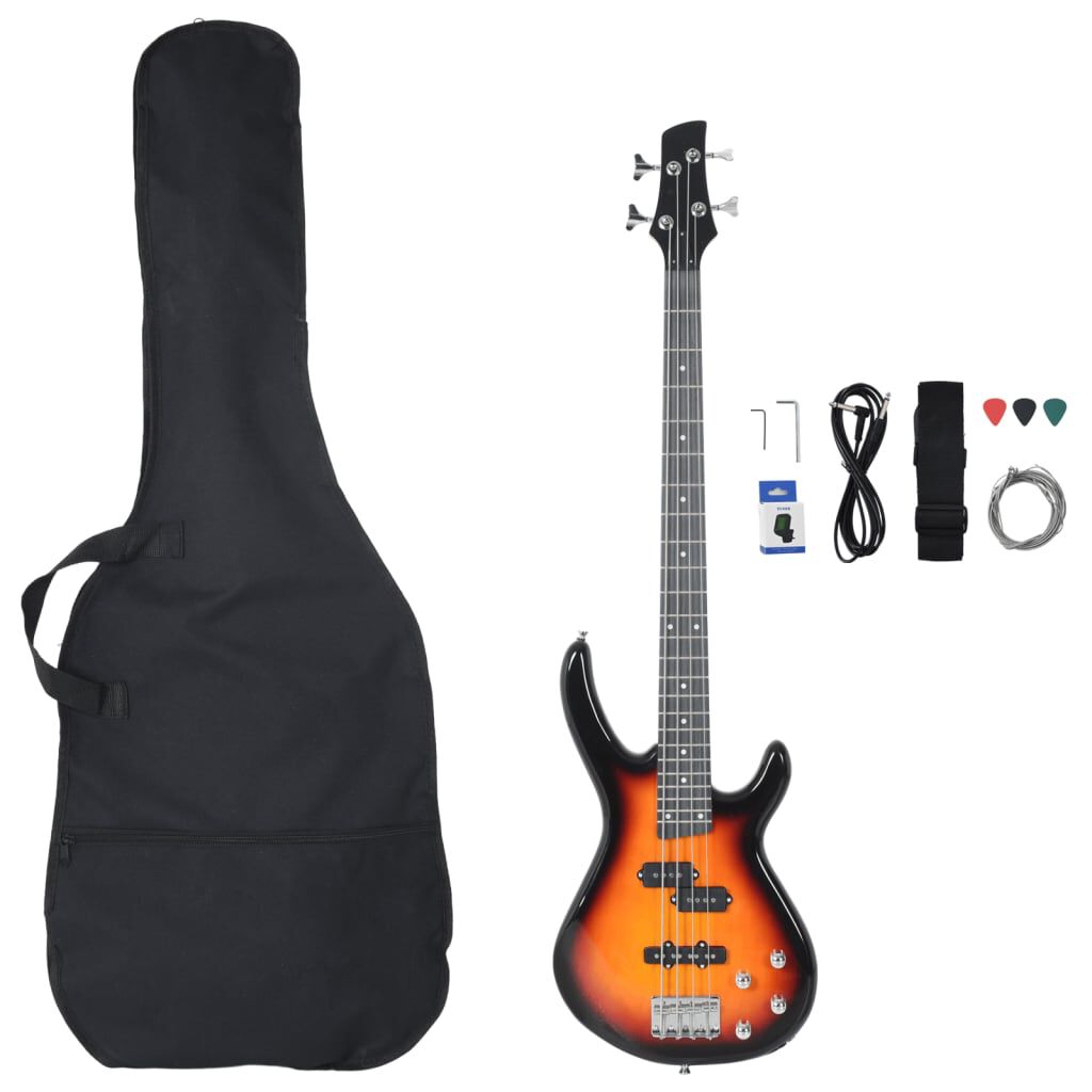 vidaXL Beginnersbasgitaar met tas, bruin, 4/4, 46