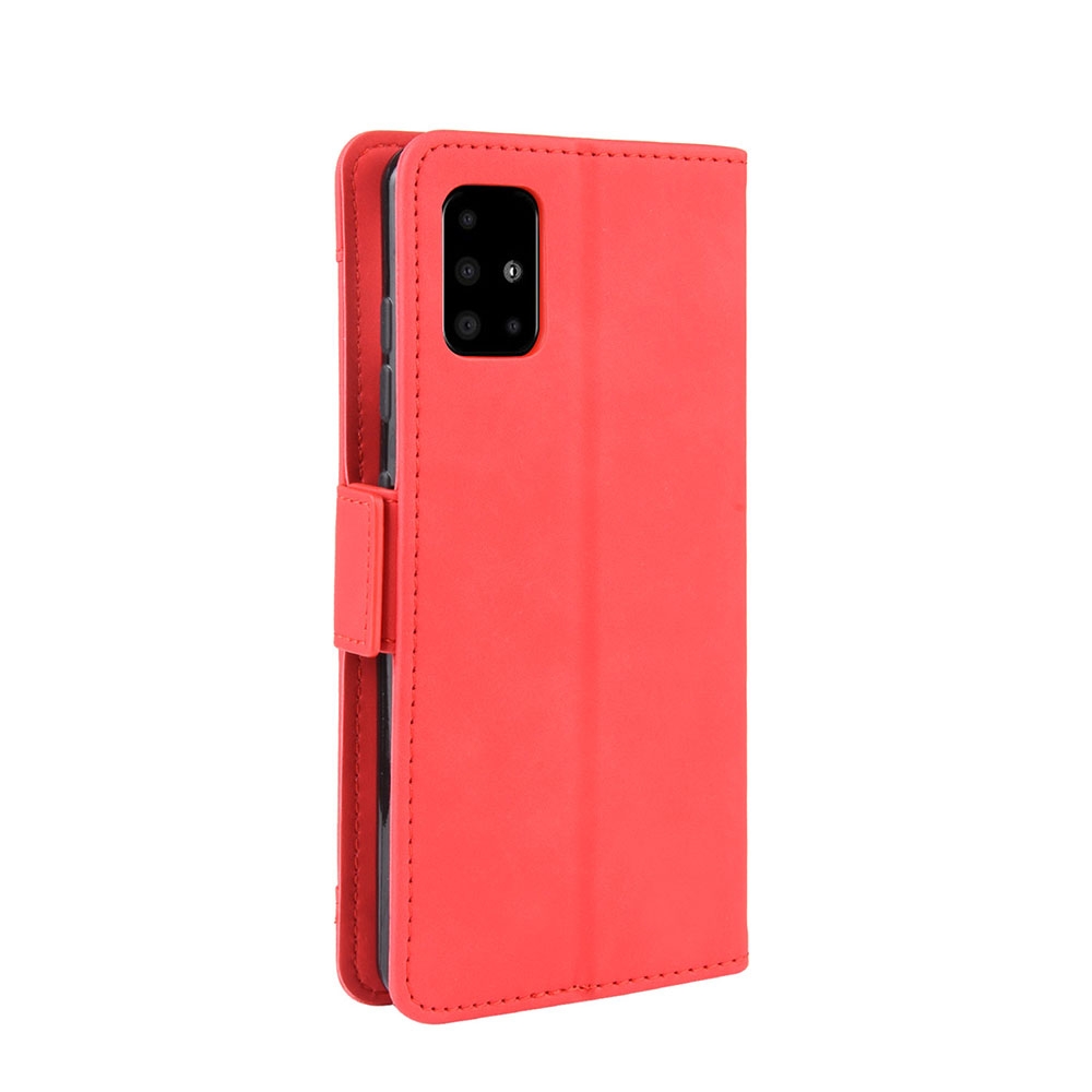 Samsung Galaxy A51 (2019) Leder Tasche Flip Cover im Retro Look mit Kartenfächer - Rot