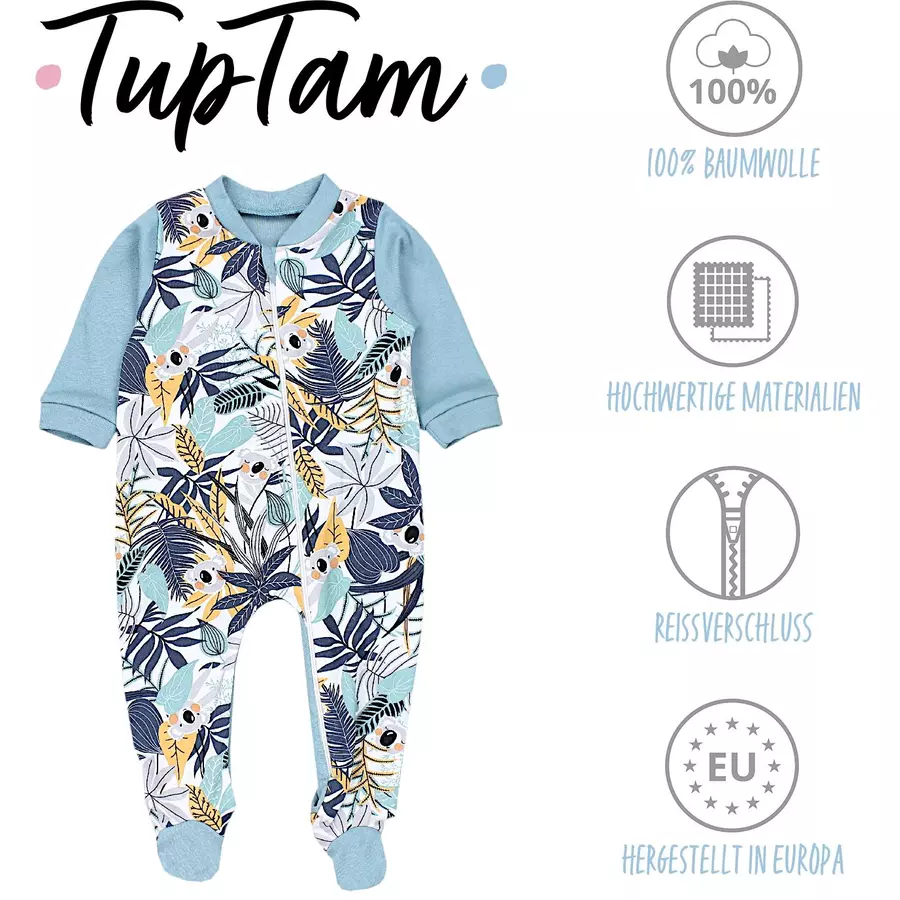 TupTam Baby Unisex Schlafstrampler mit Fuß 3er Pack mint