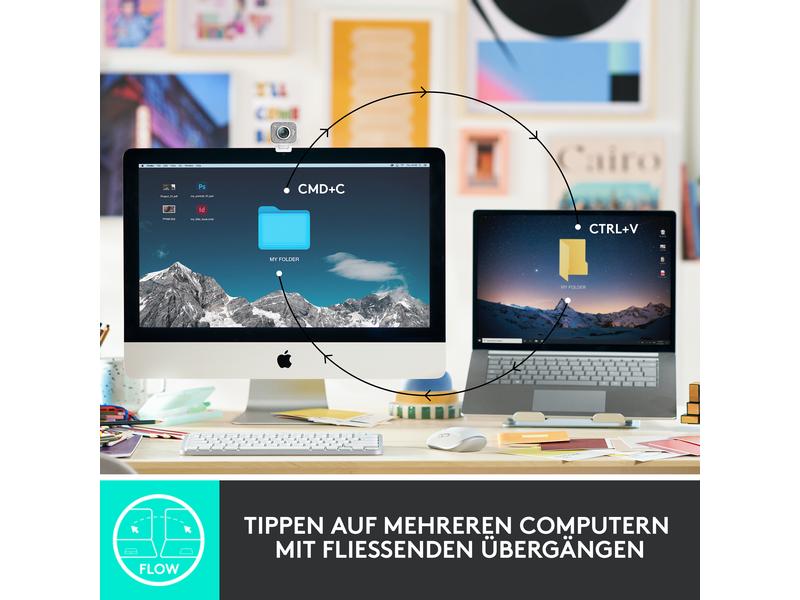 Logitech Tastatur MX Keys Mini for Business Minimalistische kabellose Tastatur mit Tastenbeleuchtung und Logi Bolt Empfänger