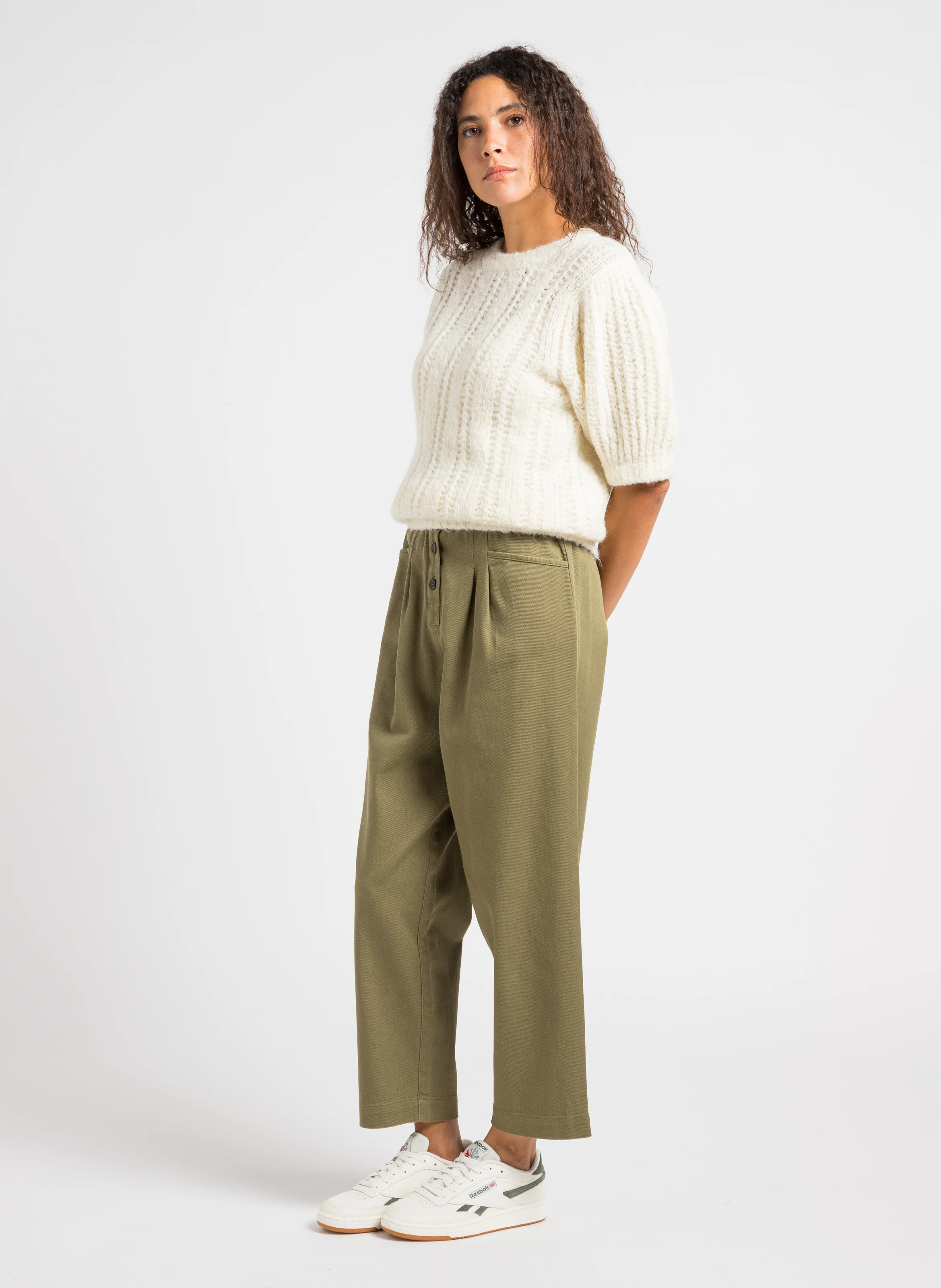 ABOU - Pull col rond en laine mélangée| Beige