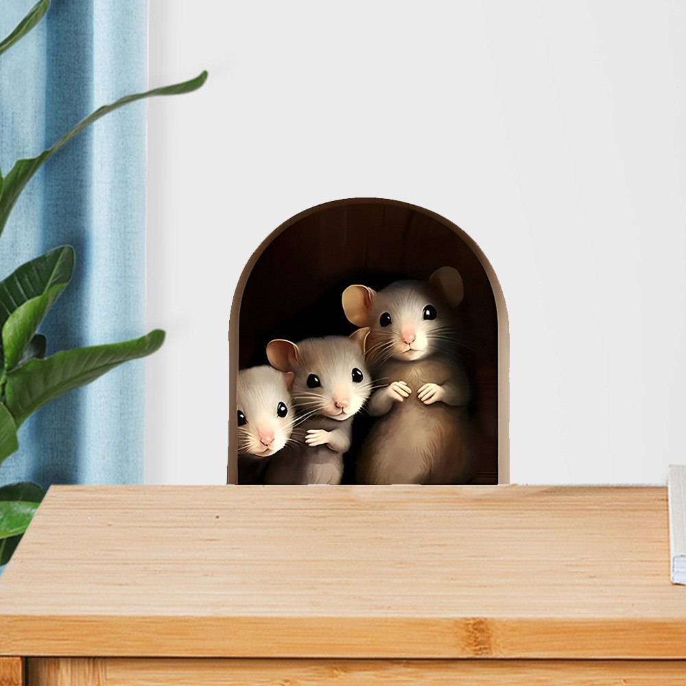 (10x10cm) Maus Wandtattoo Aufkleber Home Deko Wandsticker für Kinderzimmer - Mäuseloch