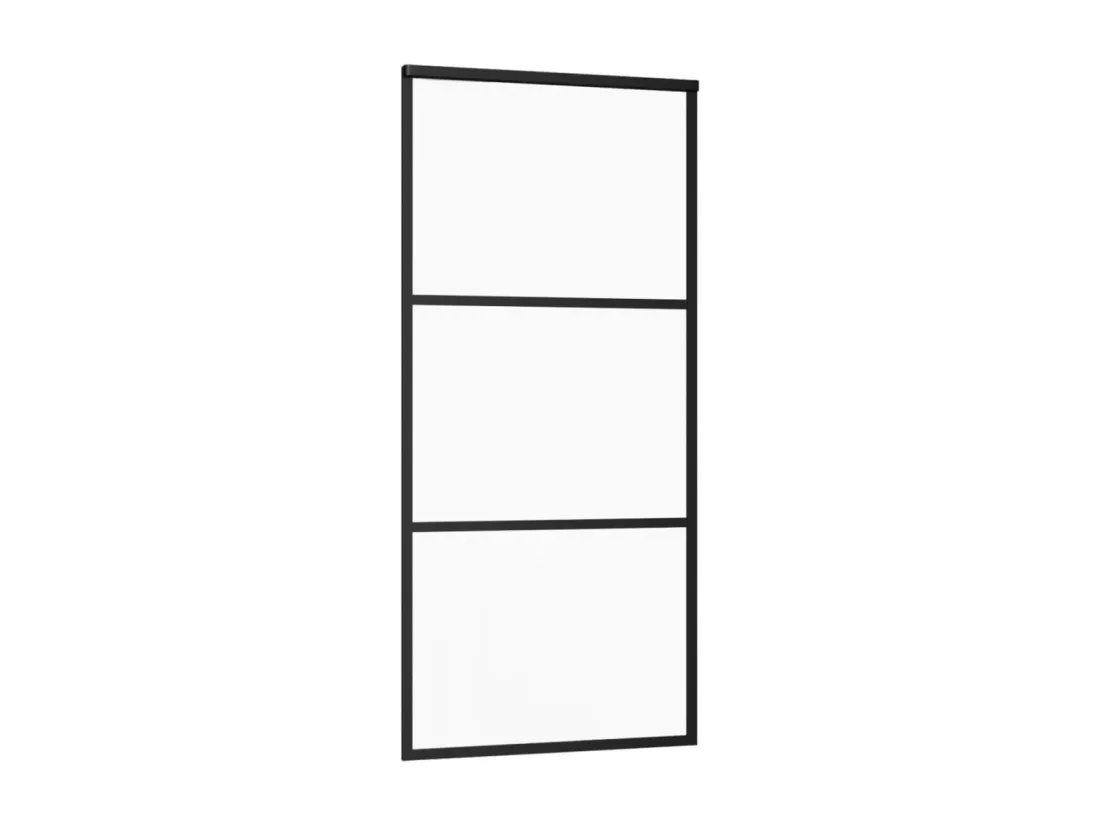 Porte coulissante Verre ESG et aluminium 90x205 cm Noir
