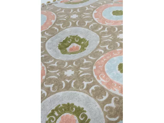 Pouf rond en textile diamètre 55 cm lin