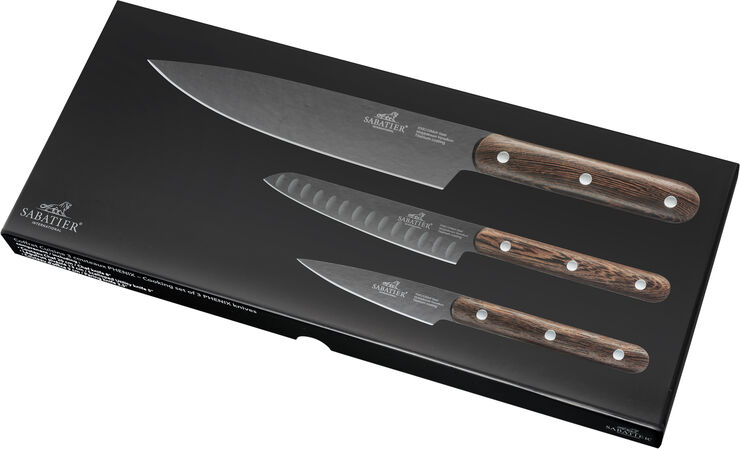 Lion Sabatier Phenix knivsæt 3 dele sort/træ Sort/træ