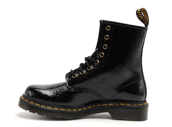 Dr martens boots bottine plates femme 1460 distressed patent noir