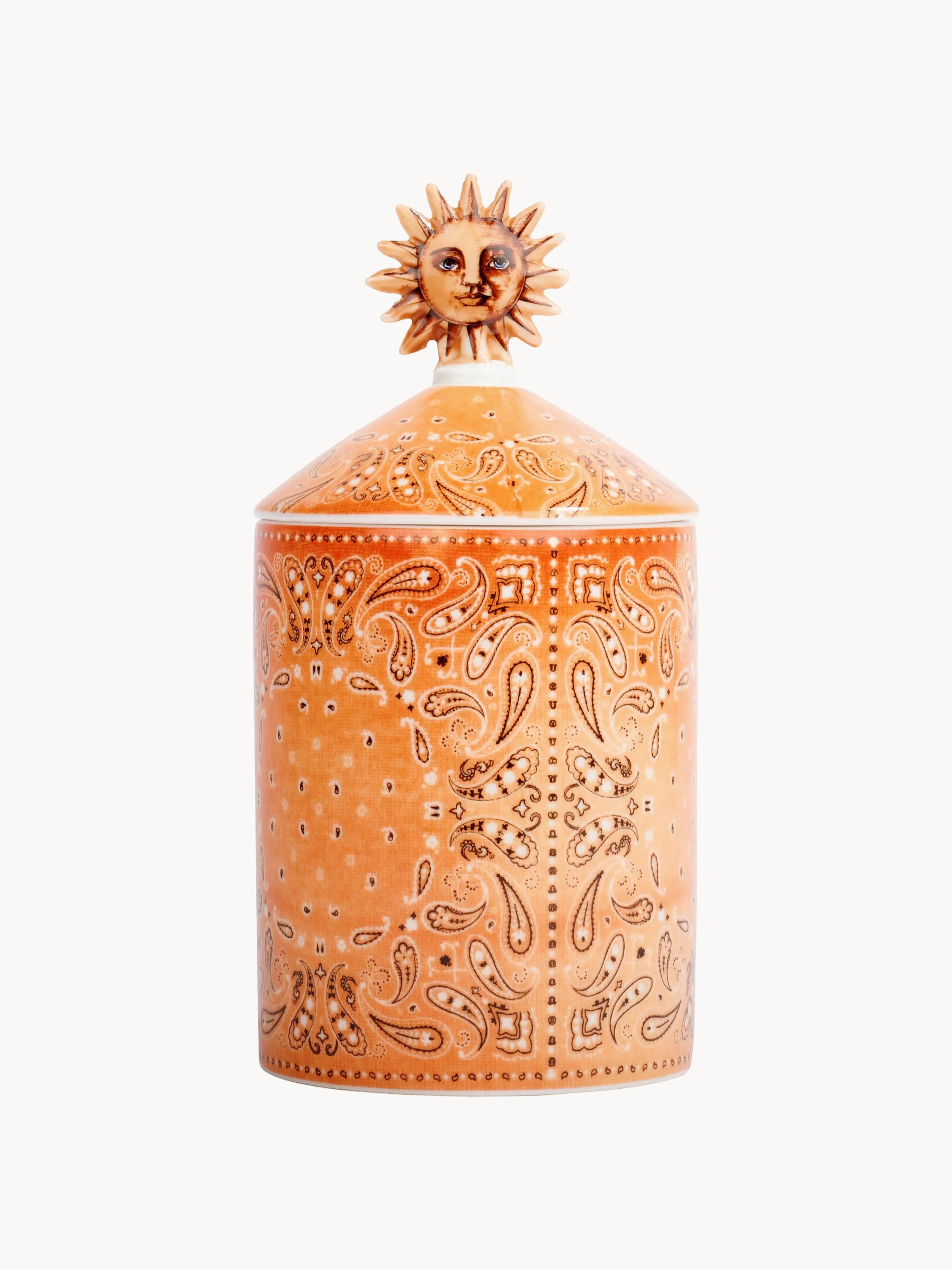 Handgemaakte geurkaars Bandana (mandarijn, sandelhout & amber)