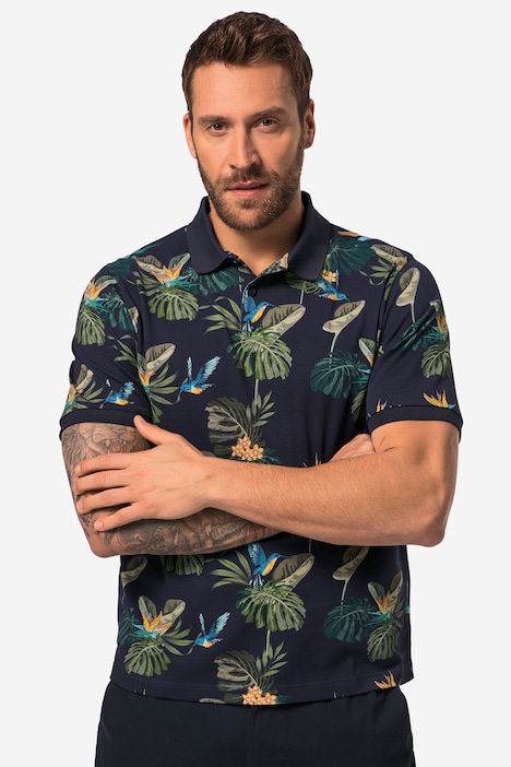 JP1880 Poloshirt, Halbarm, Piqué, floraler Print, bis 8 XL