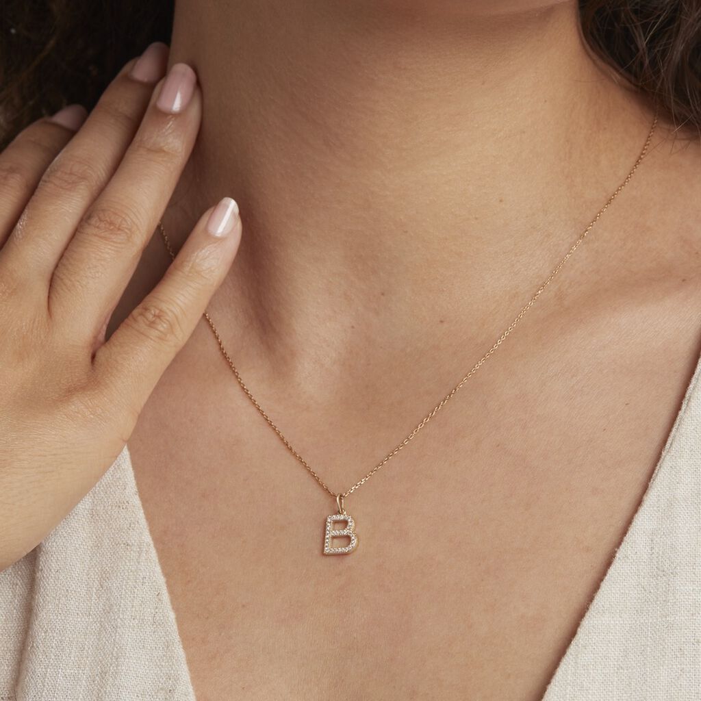 Pendentif Lettre B Or Jaune Oxyde