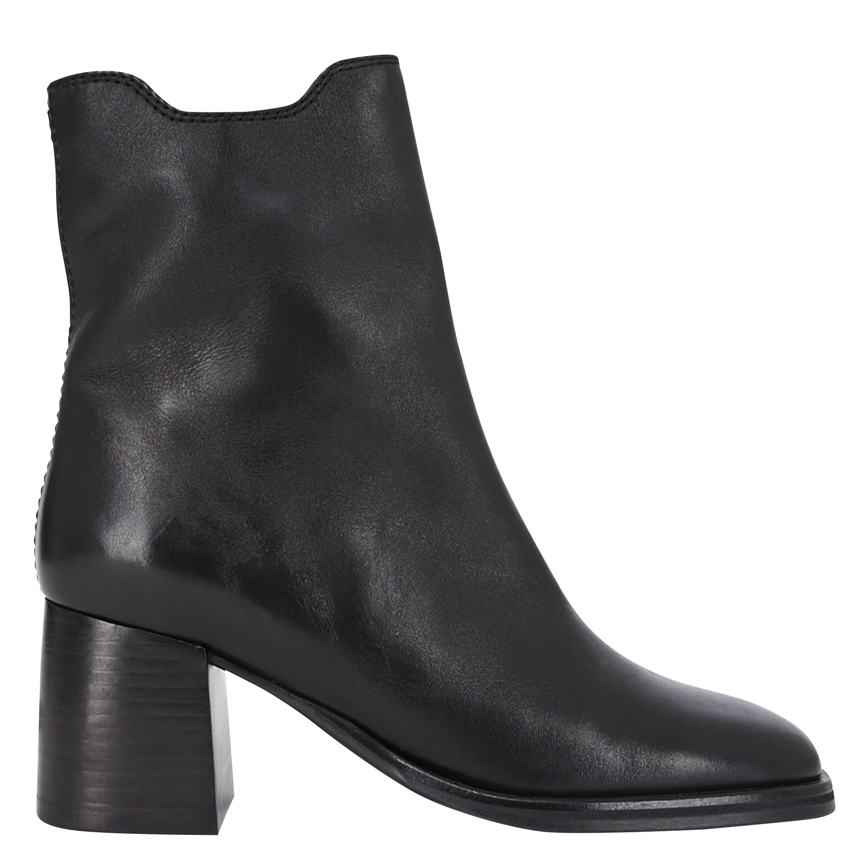 Bottines à talon en cuir lisse | Noir