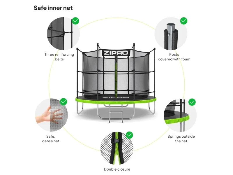 Zipro Trampolin med net og stige Ø312cm   pose til sko