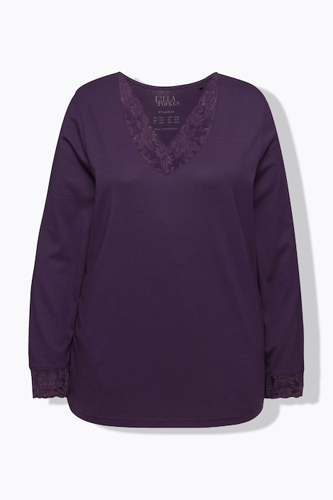 Pyjama, Spitze, V-Ausschnitt, Langarm, Modalmix