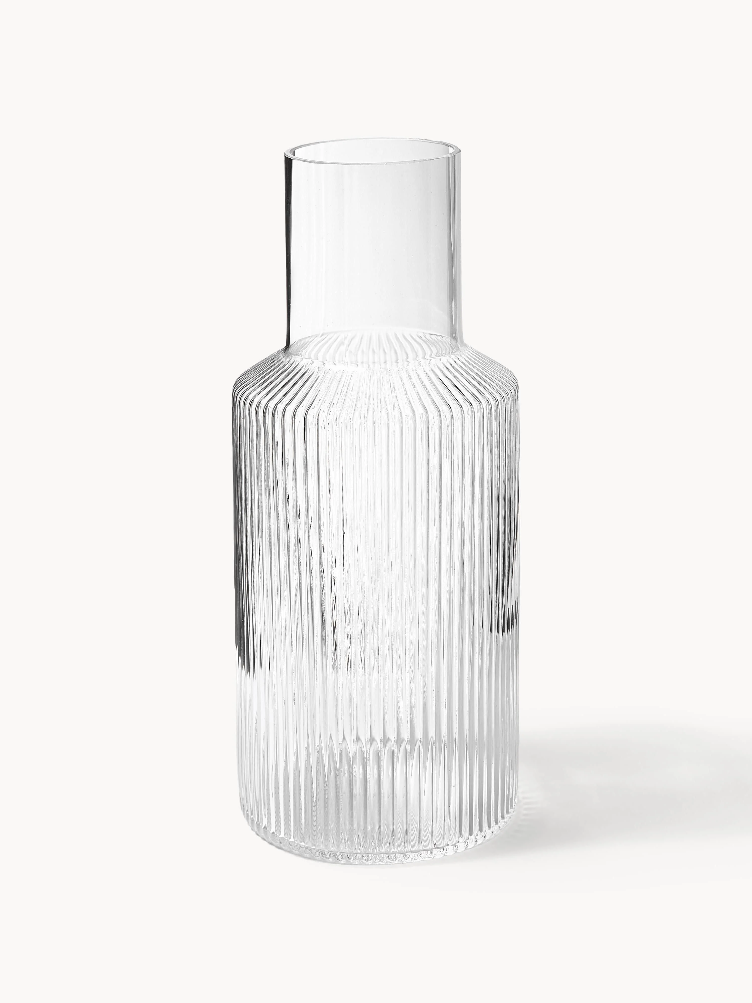 Handgeblazen kleine karaf Ripple met waterglas, 2-delig
