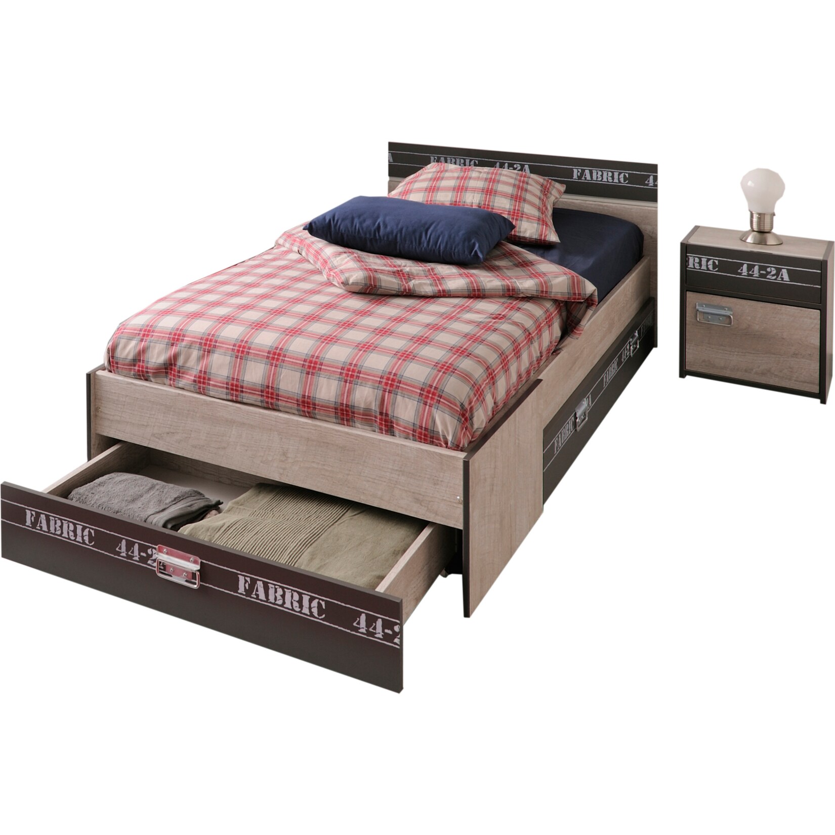 Parisot Bett mit Schubkästen und Nako 