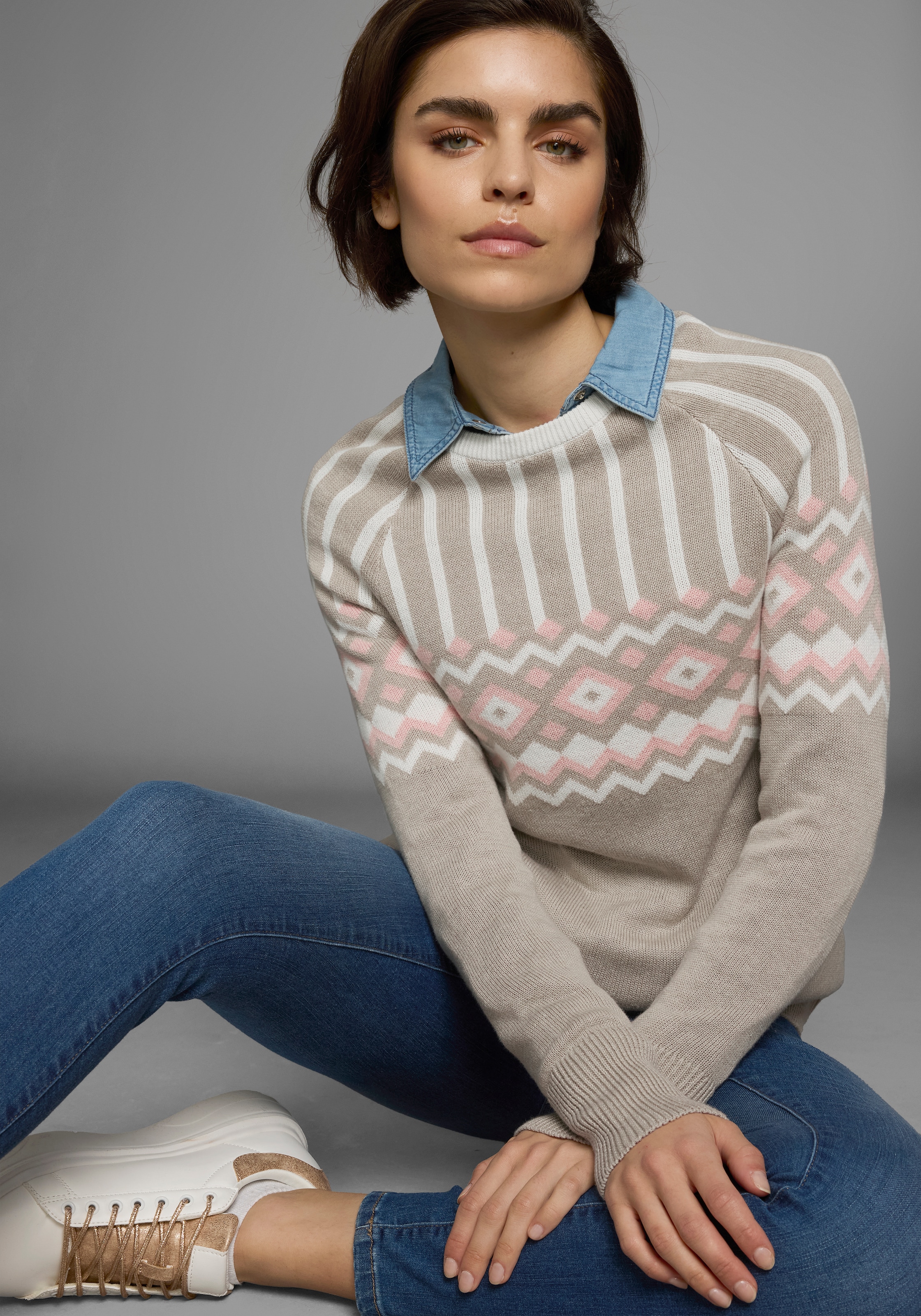 AJC Jacquardpullover , mit Norwegermuster in verschiedenen Farbvarianten
