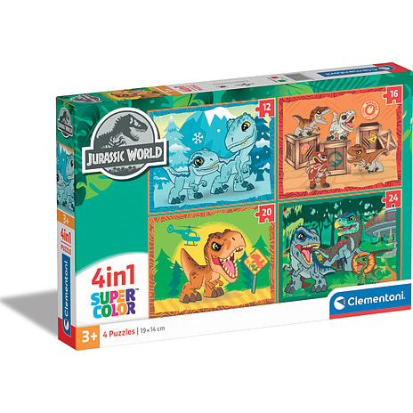 Jurassic World puslespil 4i1 - 12, 16, 20 og 24 brikker