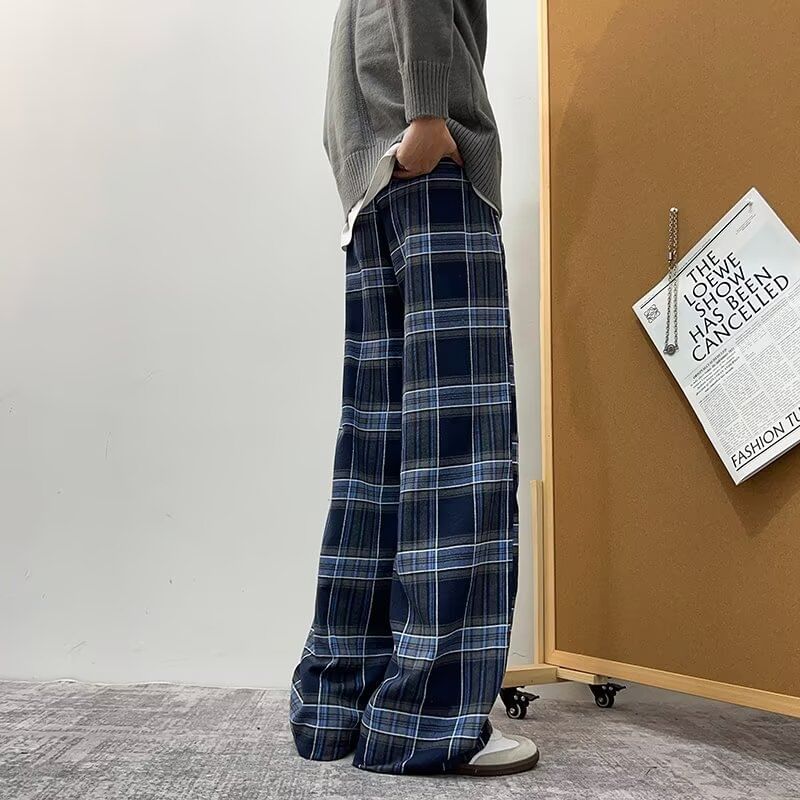 Cowpow - Geruite broek met wijde pijpen en gemiddelde taille