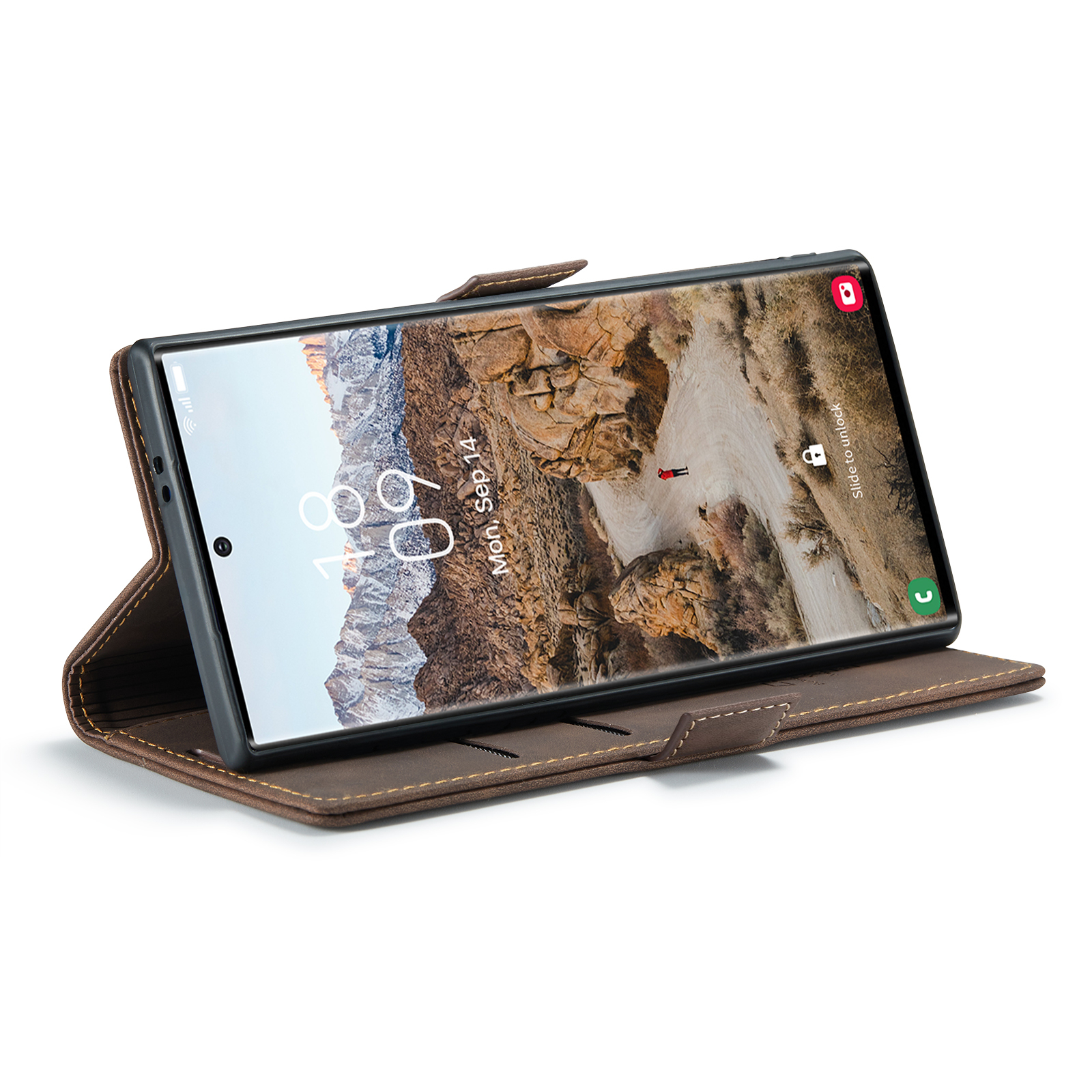 Samsung Galaxy S25 Ultra Leder Tasche Flip Wallet Etui mit Kartenfächern - Dunkelbraun