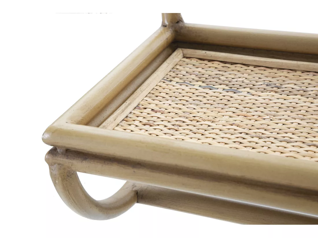 Cheminée en métal et rotin marron 55x20,3x39,5 cm