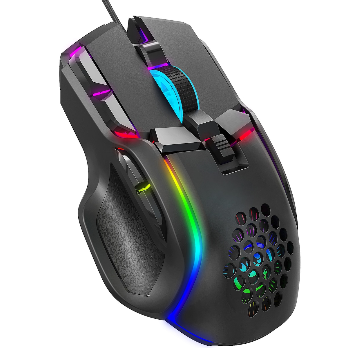 Lett kablet gamingmus med 13 RGB-belysning, 6 justerbare DPI