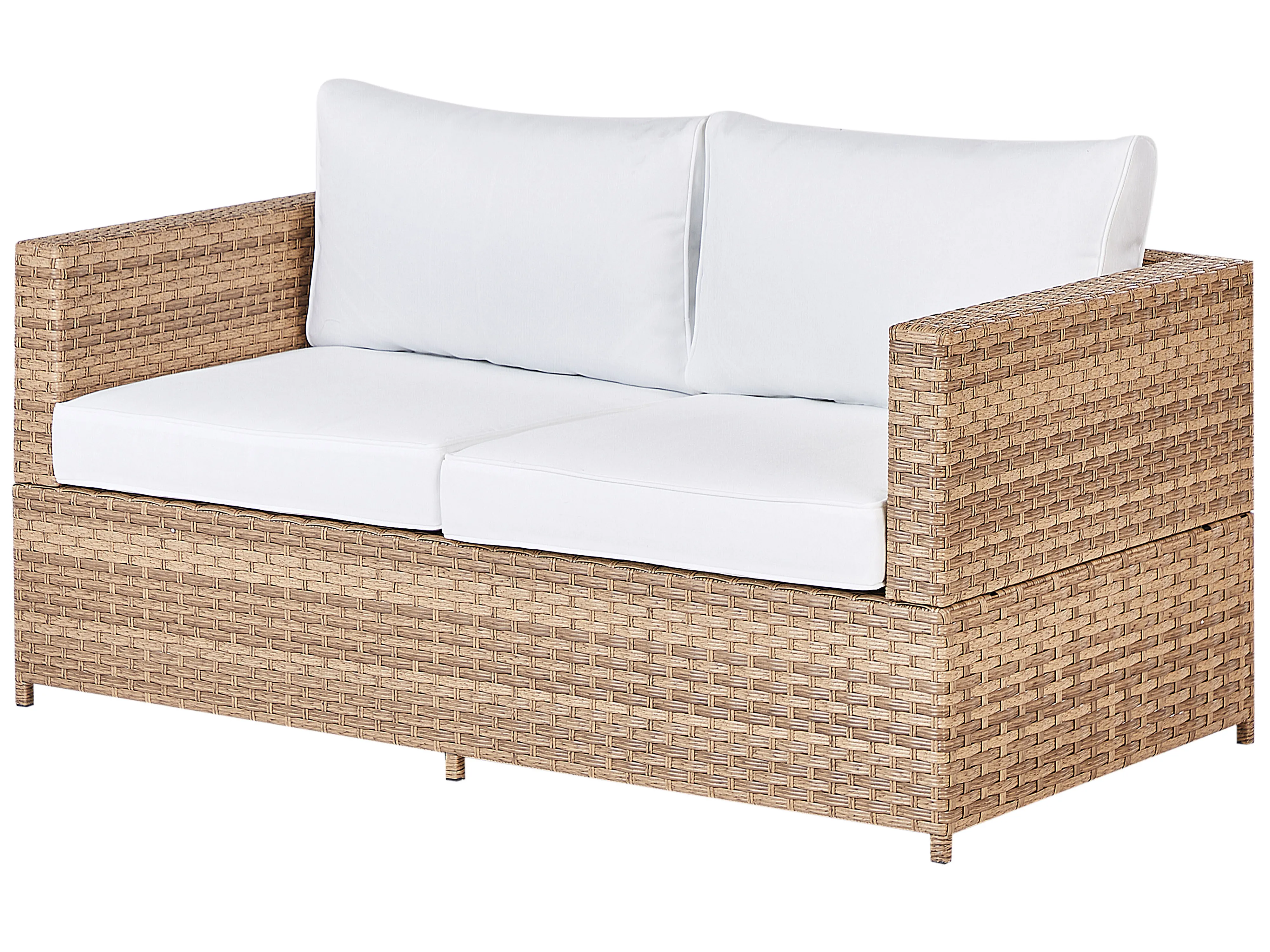 Tuin hoekloungeset met tafel 4-zits AVOLA linkszijdig PE rotan Gebroken wit