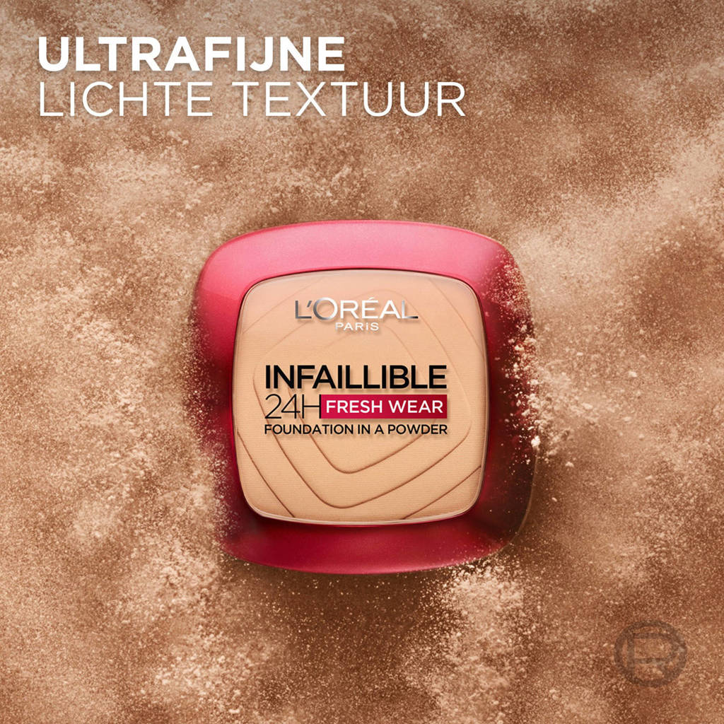 Camoufleert goed en voelt zacht aan.Infaillible 24H Fresh Wear Foundation in a Powder foundation - 20 Ivory
