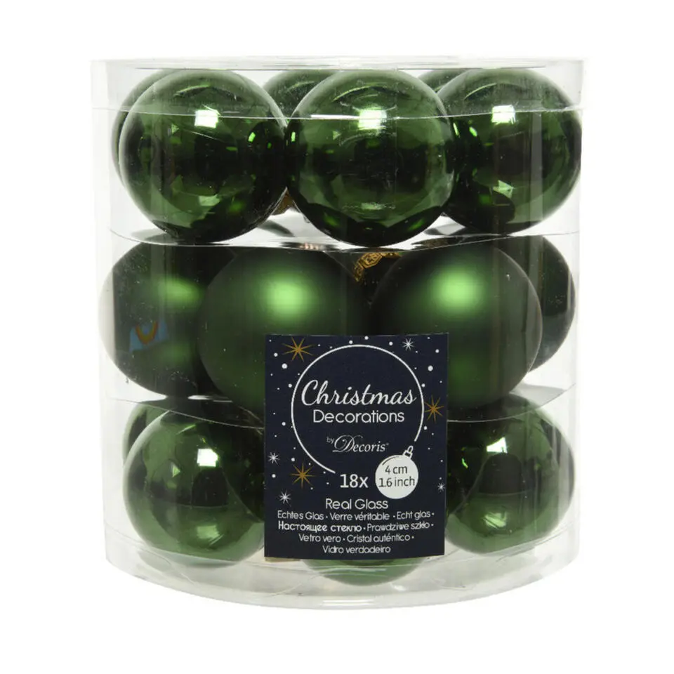 Decoris Kleine kerstballen - 18x - donkergroen - D4 cm - glas
