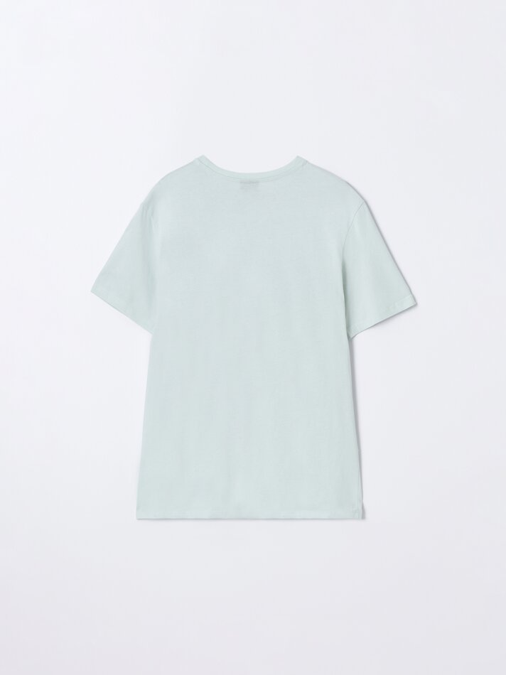 Camiseta de manga curta estampada - Turquesa Claro