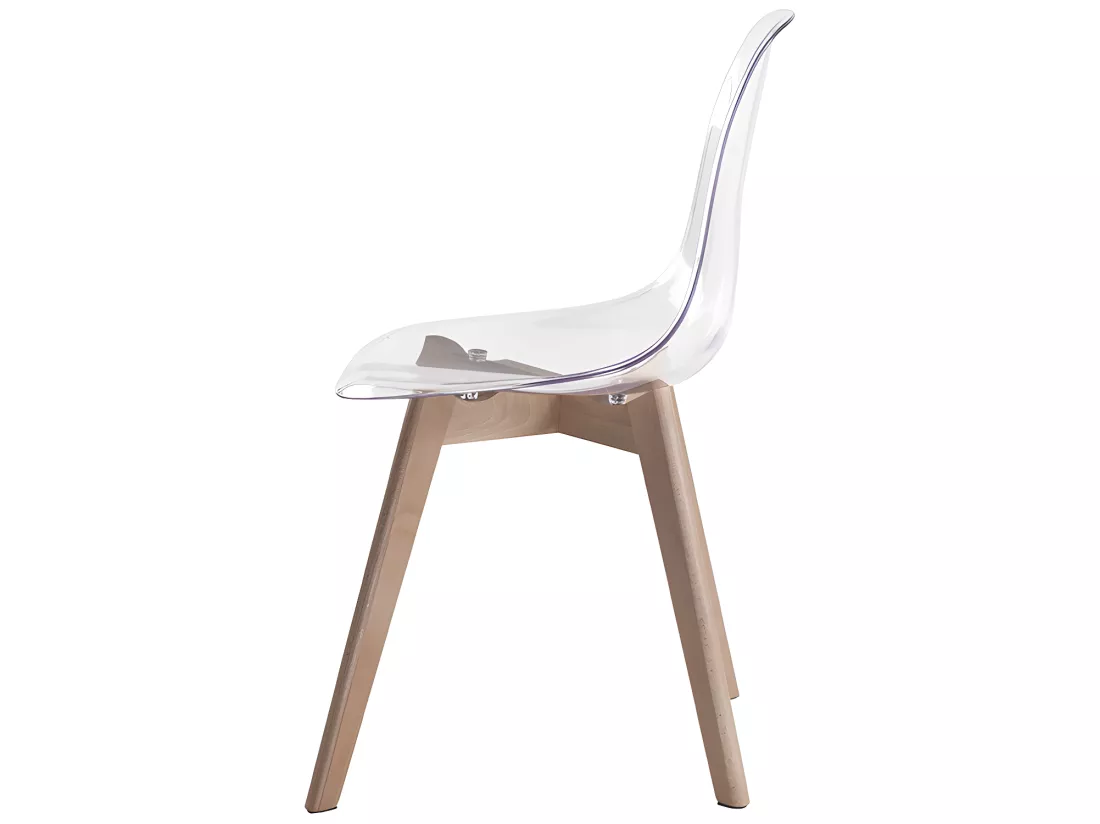 Lot de 6 chaises AUDRA - Polycarbonate et Hêtre - Transparent