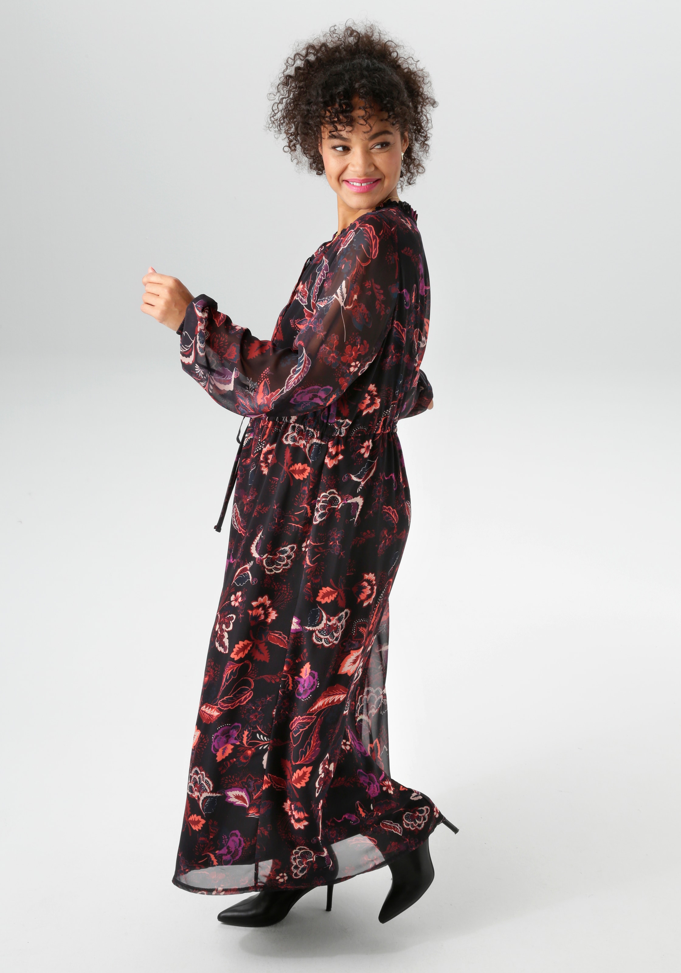 Aniston PLUS Maxikleid in Chiffon mit Blumen Print - NEUE KOLLEKTION
