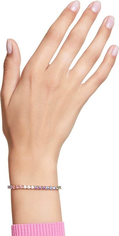 Matrix - Tennisarmband - Aquamarijn - Gerhodineerd Metaal