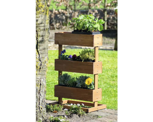 Verticale verhoogde tuinbak van dobar inclusief 3 plantenbakken, grenen, 49,5 x 30 x 78 cm, bruin
