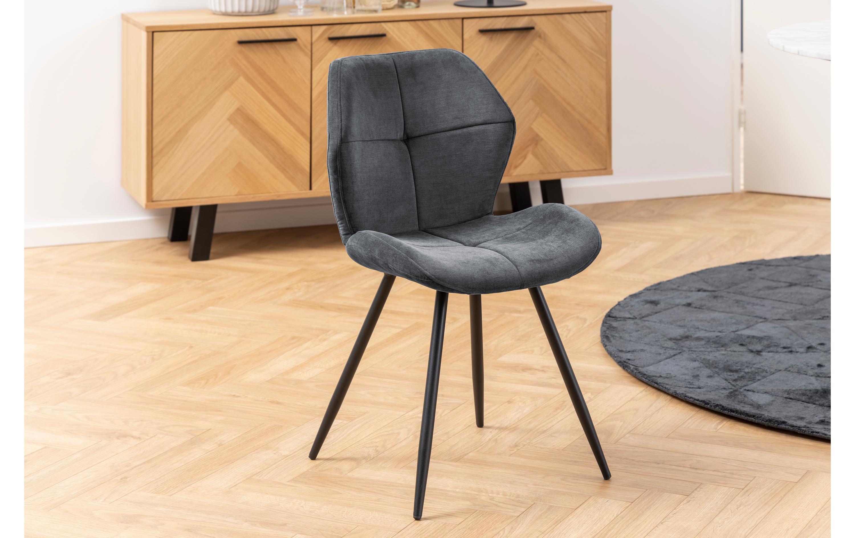 Stuhl Petri, 2 Stück, Anthrazit<br>Esszimmerstühle mit dekorativer Quadratsteppung