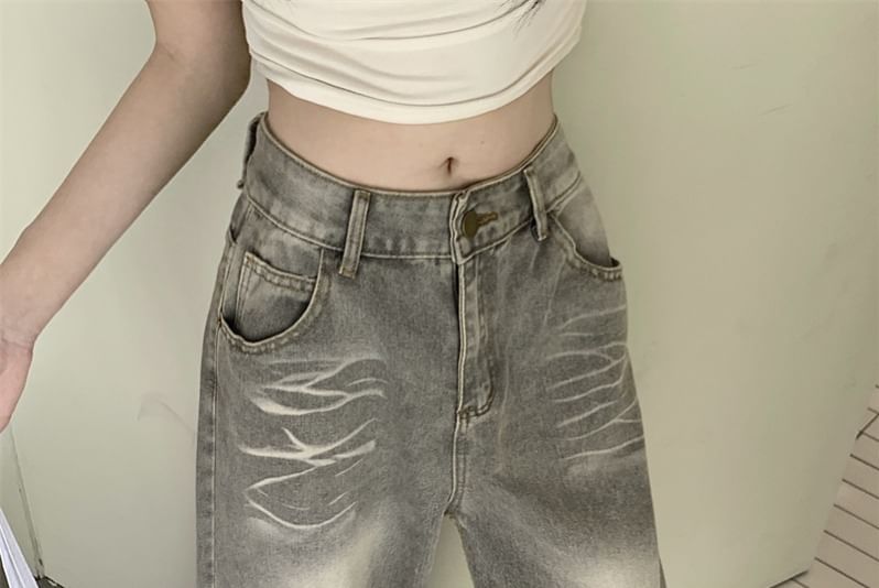 Beem - Mid Rise Washed Wide Leg Jeans
