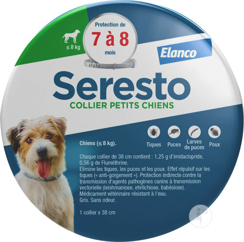 Seresto Chien Collier Anti-Puces Et Anti-Tiques Pour Petits Chiens Moins De 8kg