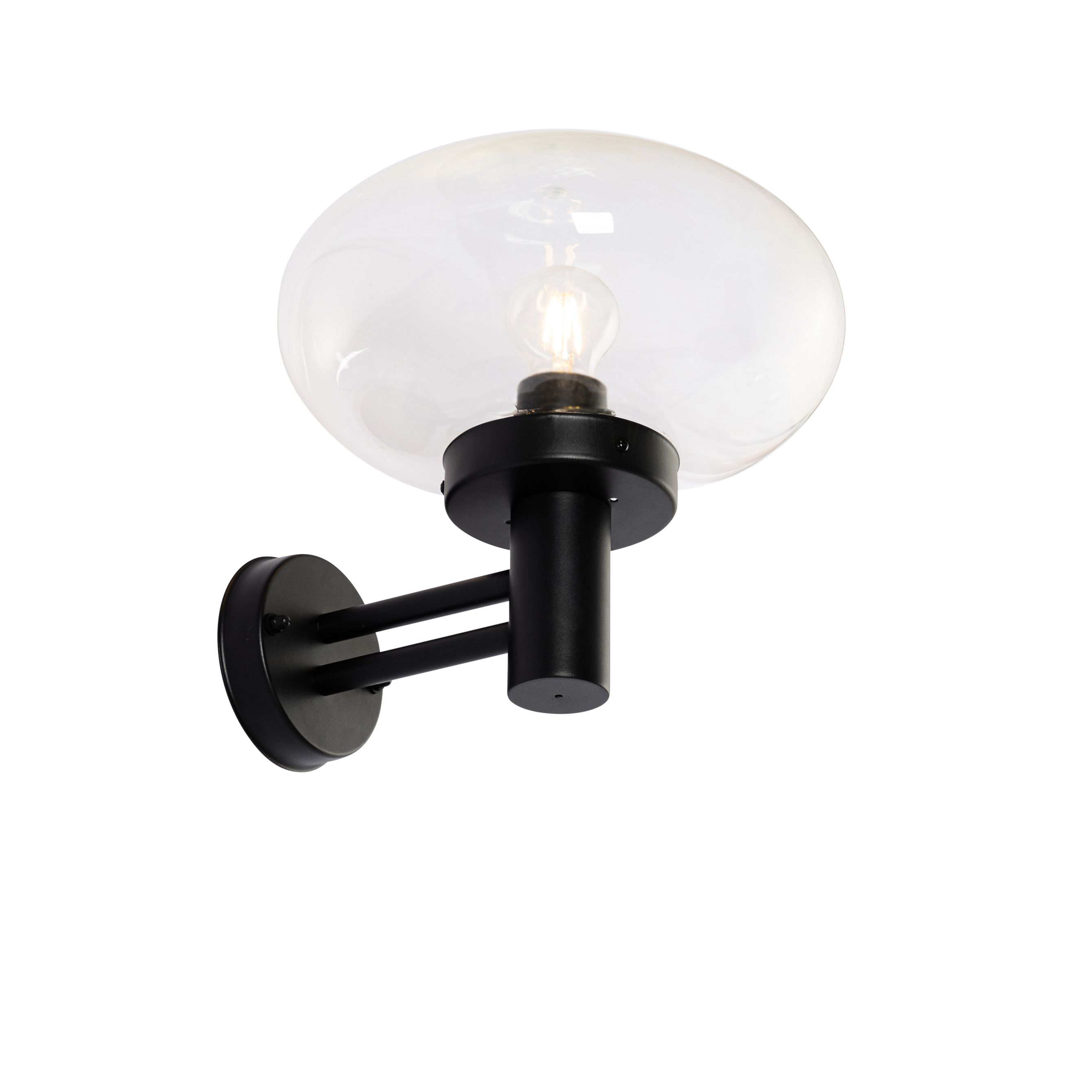 Moderne buiten wandlamp zwart met glas - Elly