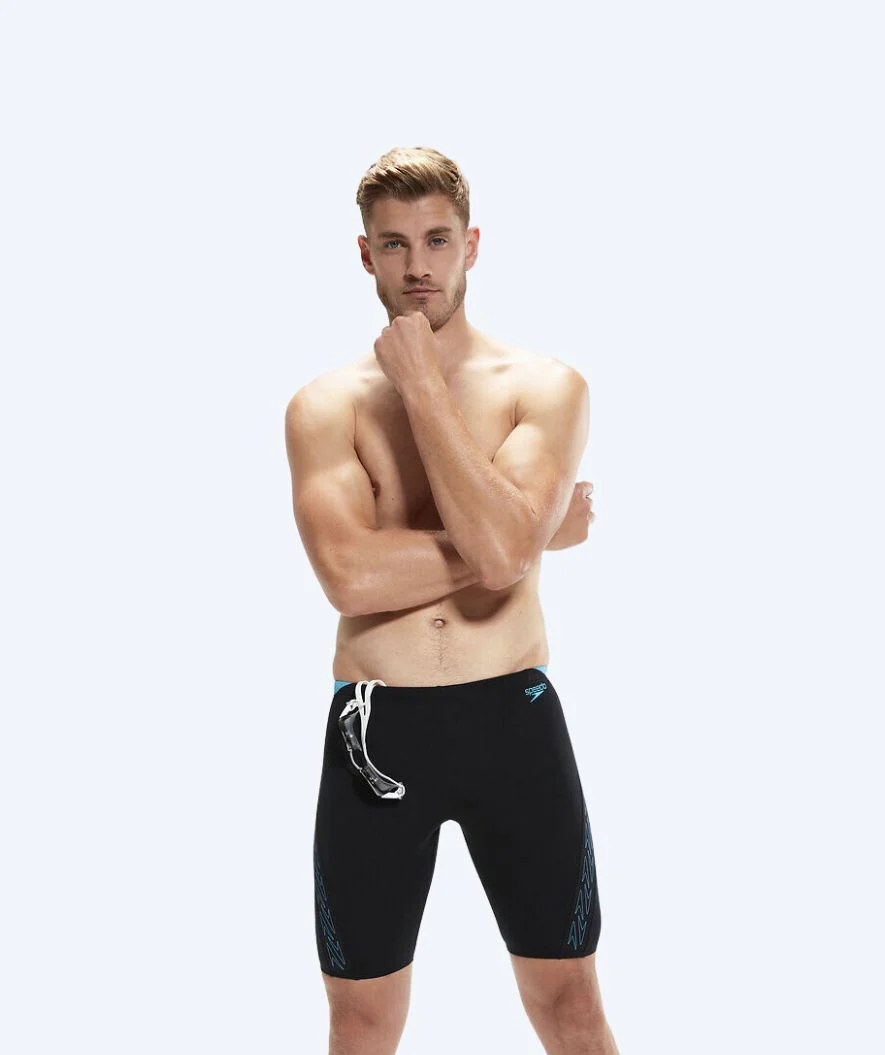 Speedo lange badebukser til mænd - Hyperboom Splice - Sort/blå