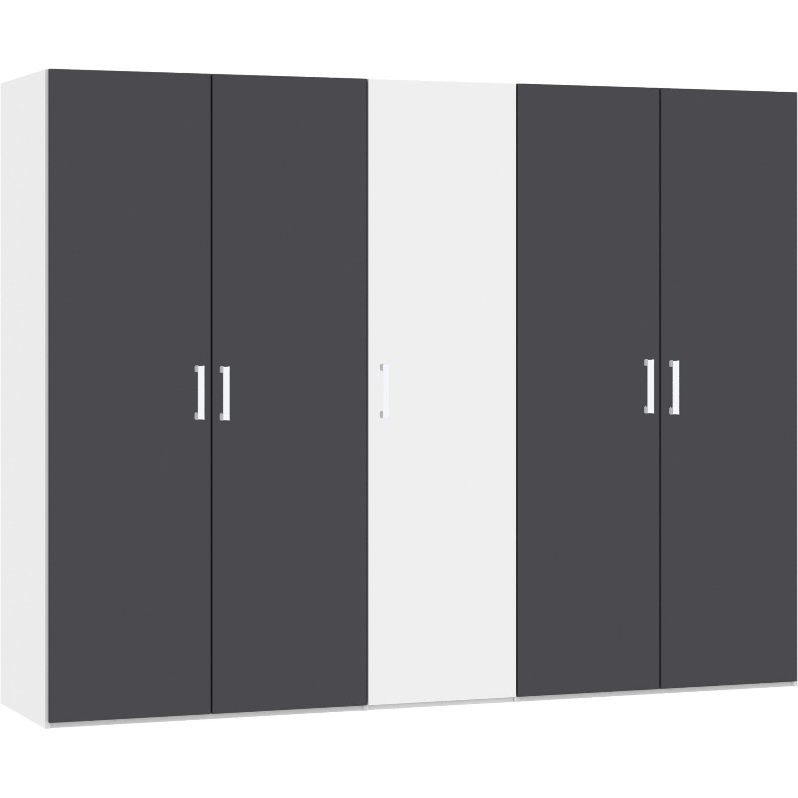 Drehtürenschrank Schweizer 115 Spanplatte melaminbeschichtet premiumweiss/anthrazit matt 253 x 215 x 59 cm