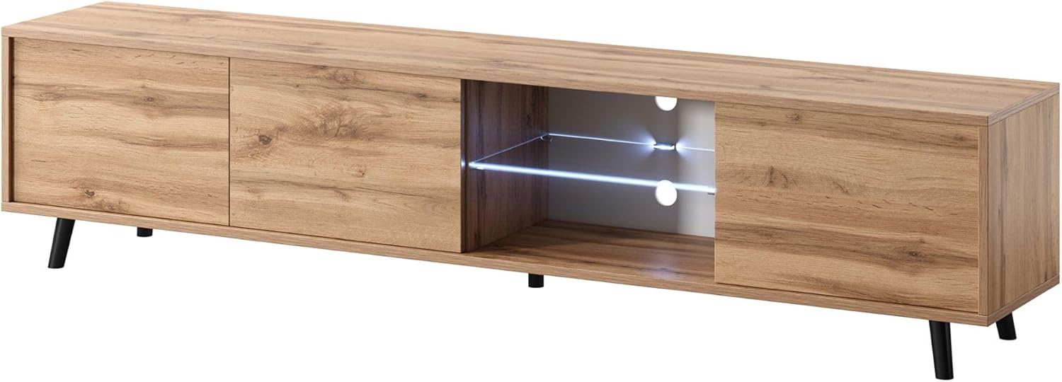 Selsey Galhad â€“ TV-Lowboard Wotan Eiche Matt Mit WeiÃŸer LED-Beleuchtung 175 Breit
