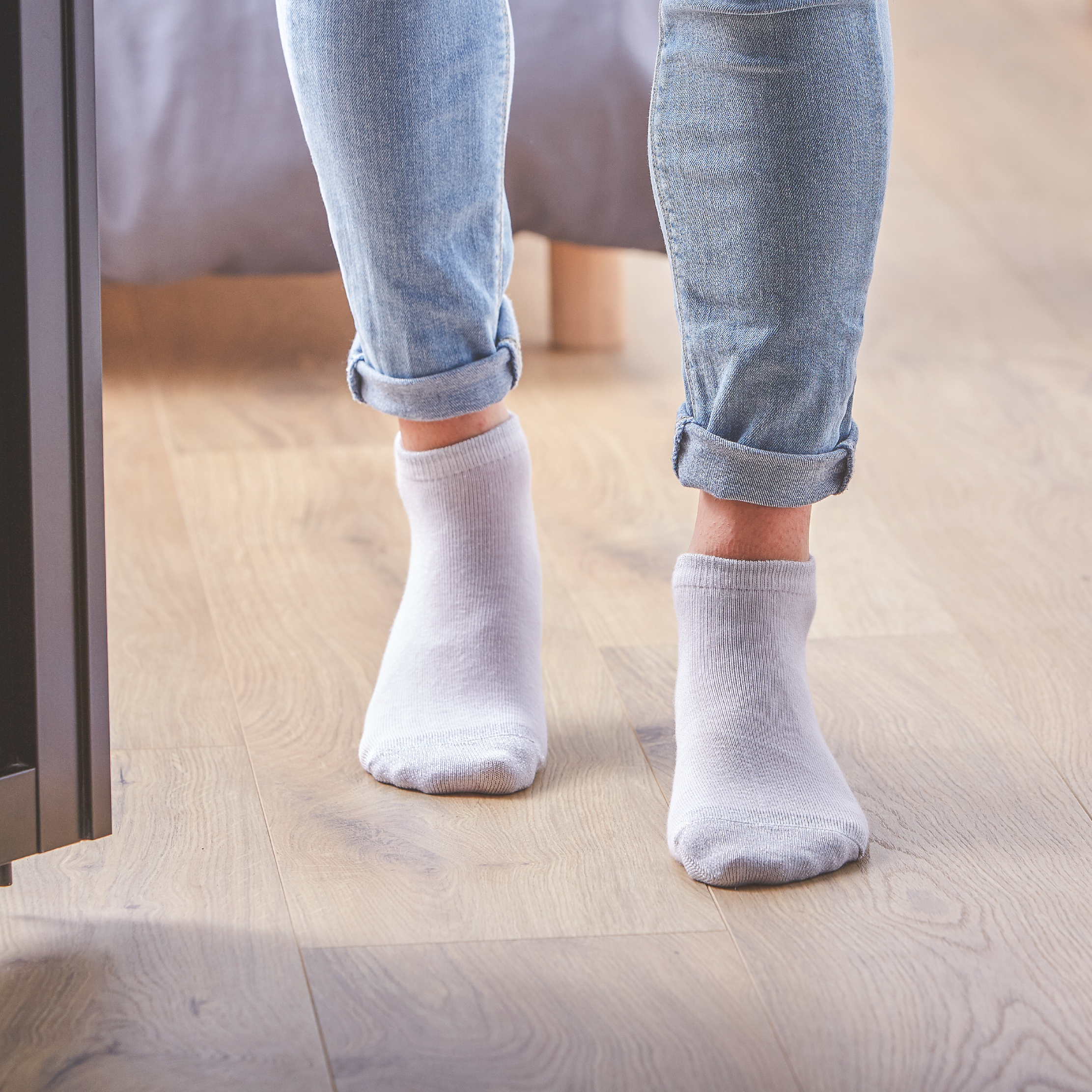 BLANC ARGENTE - Socquettes en coton peigné unies | Blanc